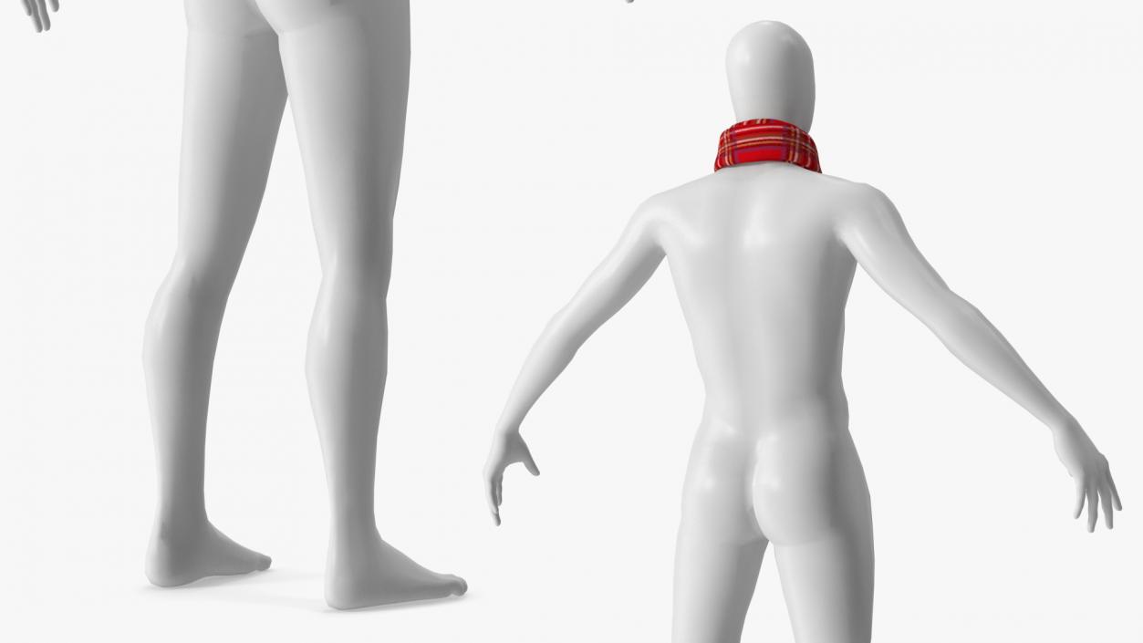 Red Wool Scarf on Mannequin 3D