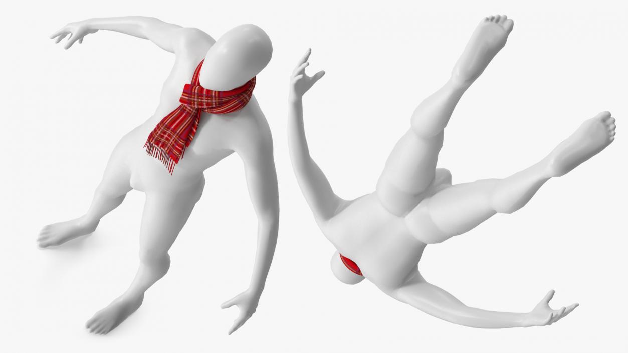 Red Wool Scarf on Mannequin 3D