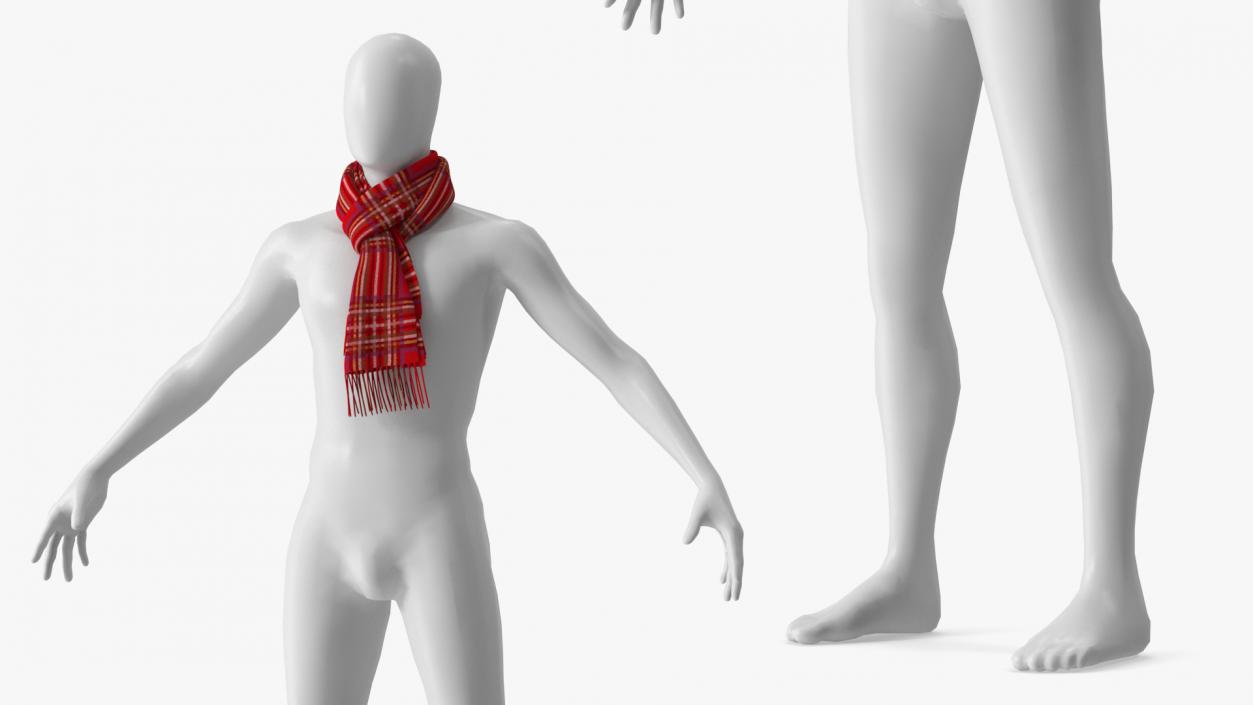 Red Wool Scarf on Mannequin 3D