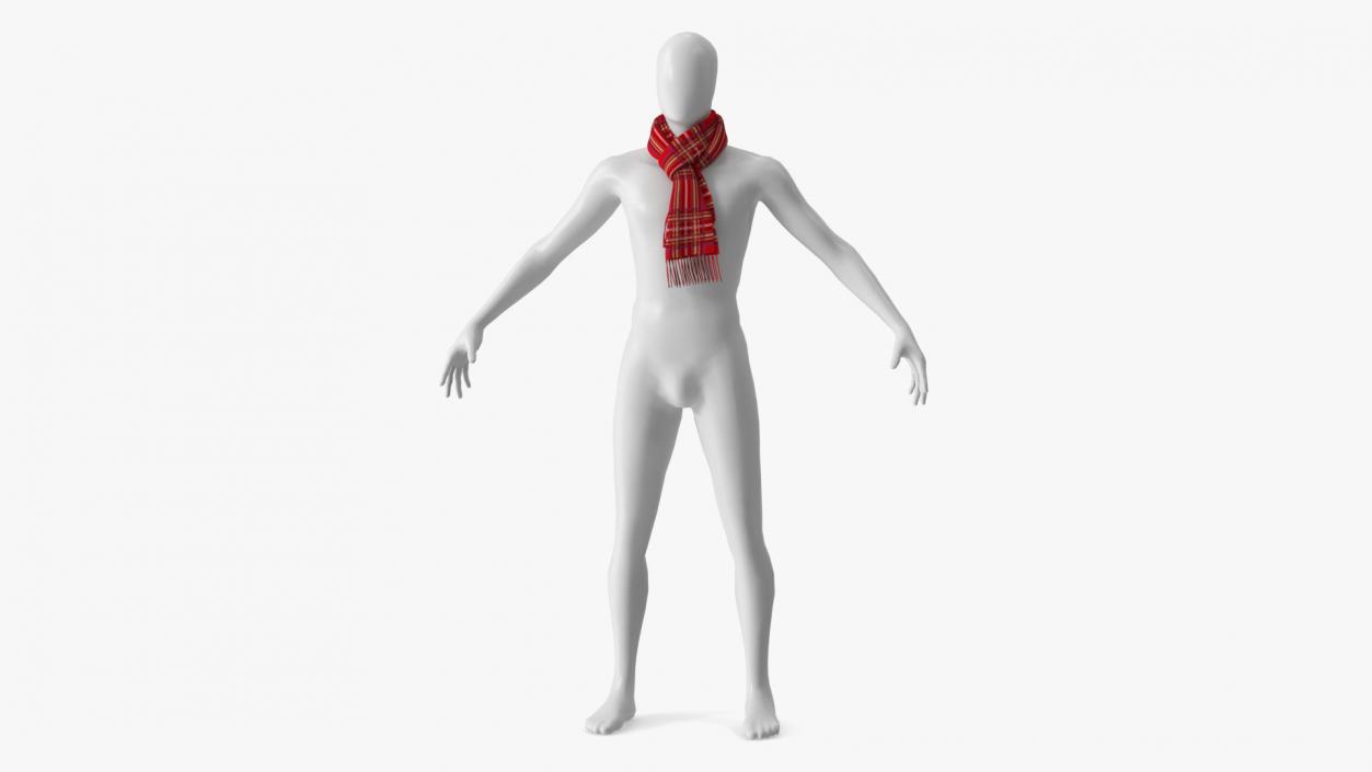 Red Wool Scarf on Mannequin 3D