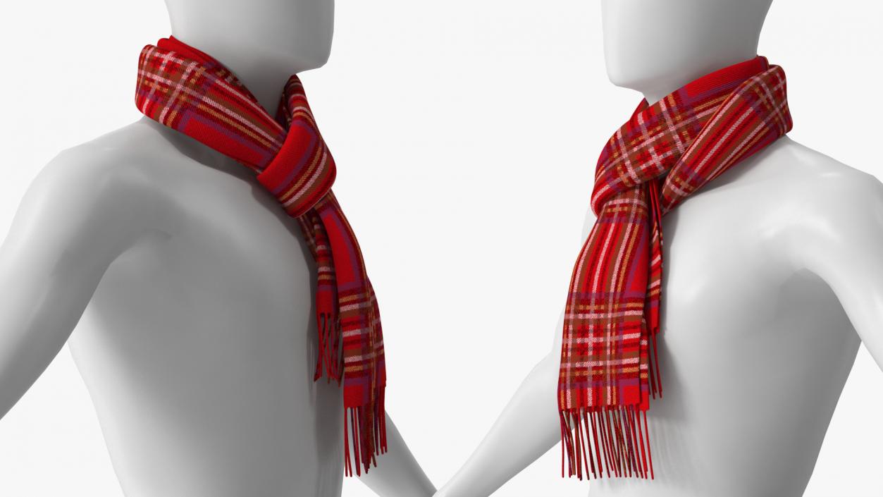 Red Wool Scarf on Mannequin 3D