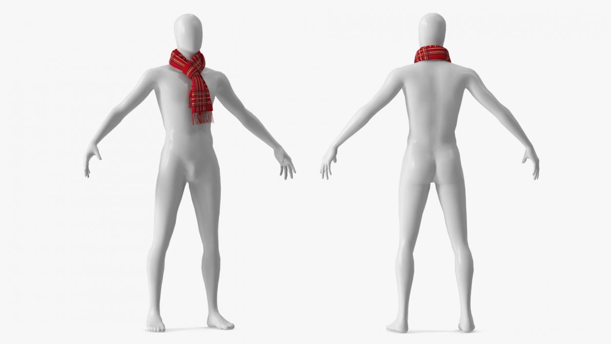 Red Wool Scarf on Mannequin 3D