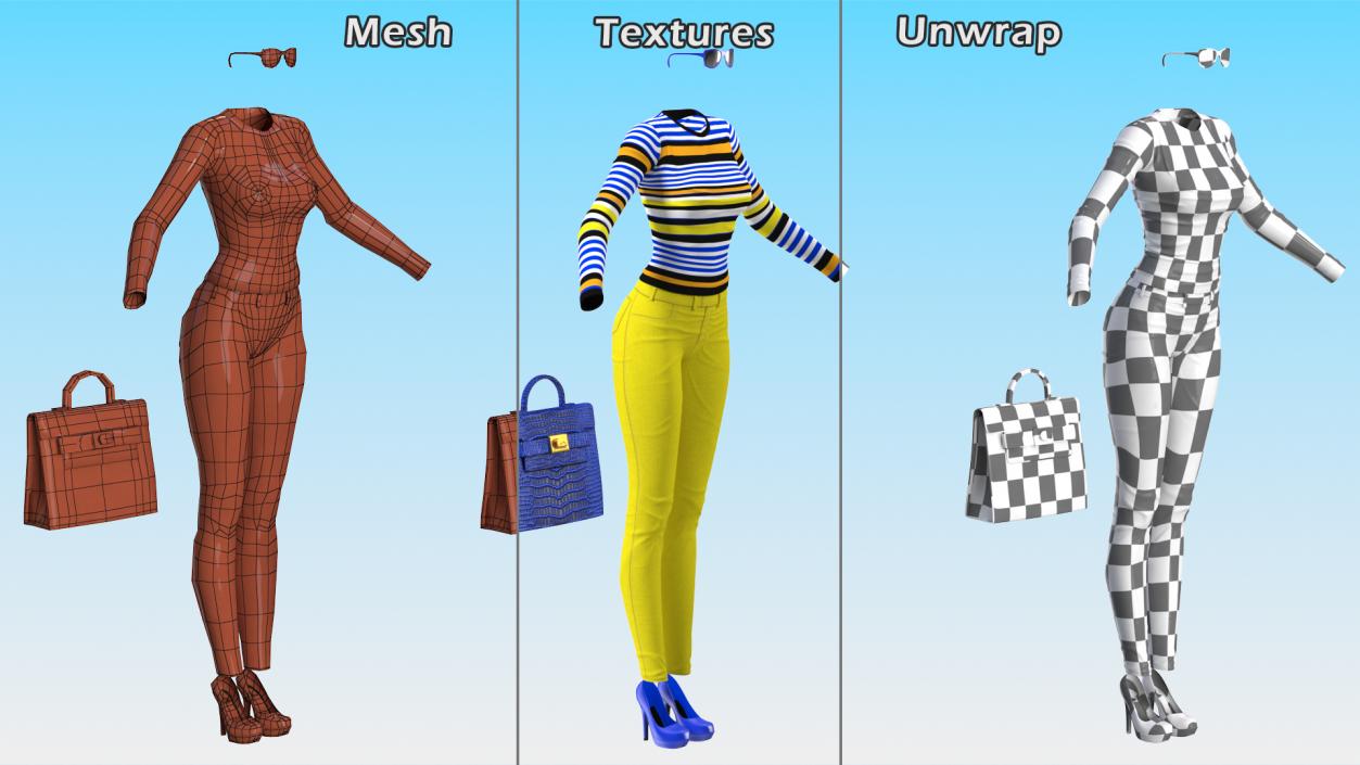 Fashionable Style Clothes Set 3D model