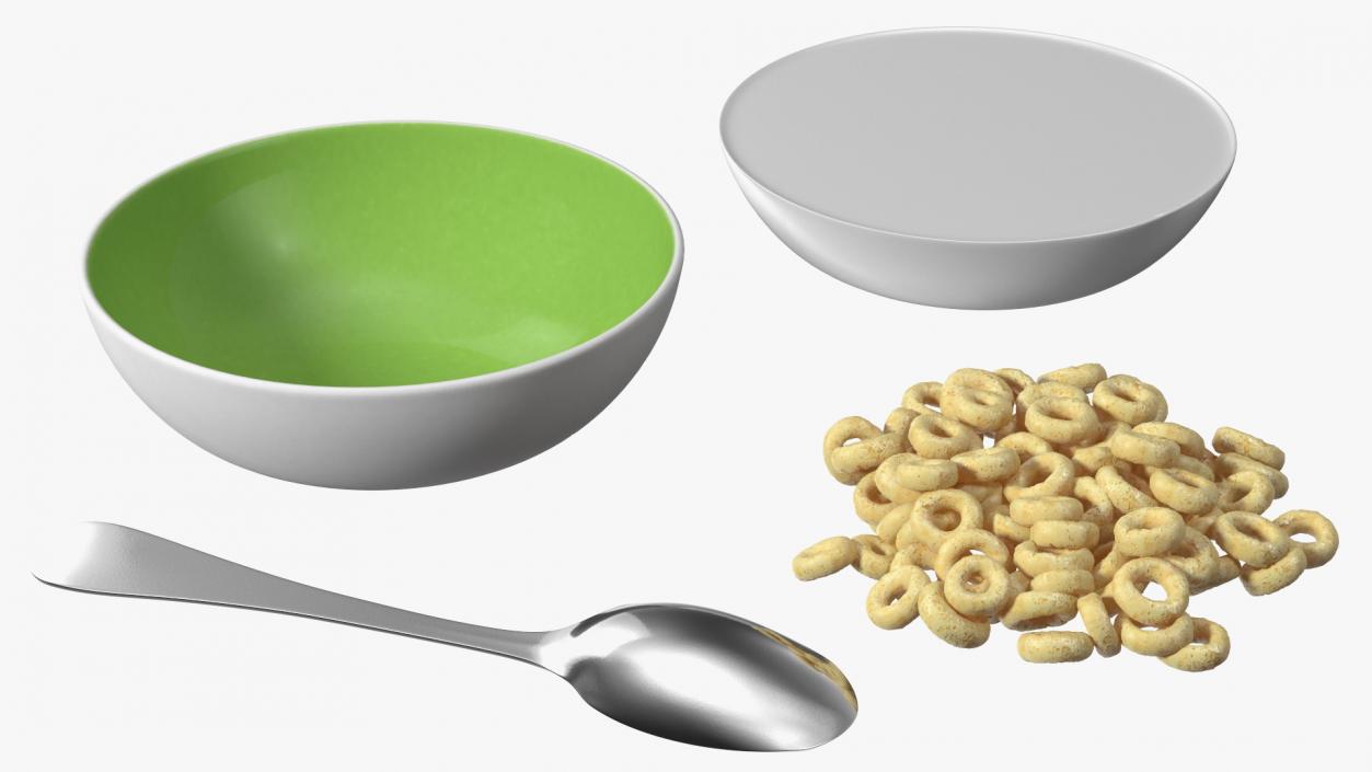 3D Oats Cereals Rings Breakfast with Milk model