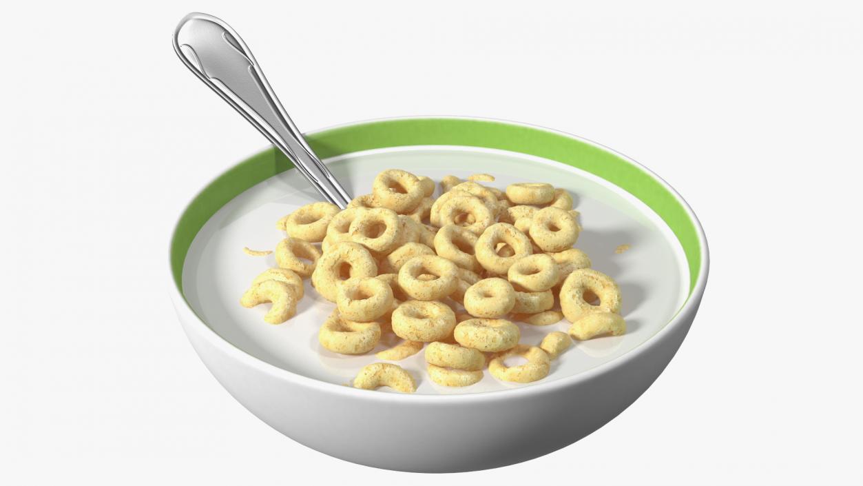 3D Oats Cereals Rings Breakfast with Milk model