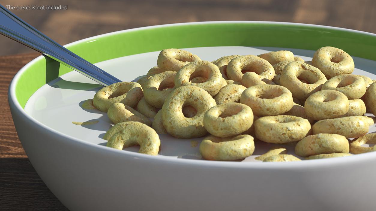 3D Oats Cereals Rings Breakfast with Milk model