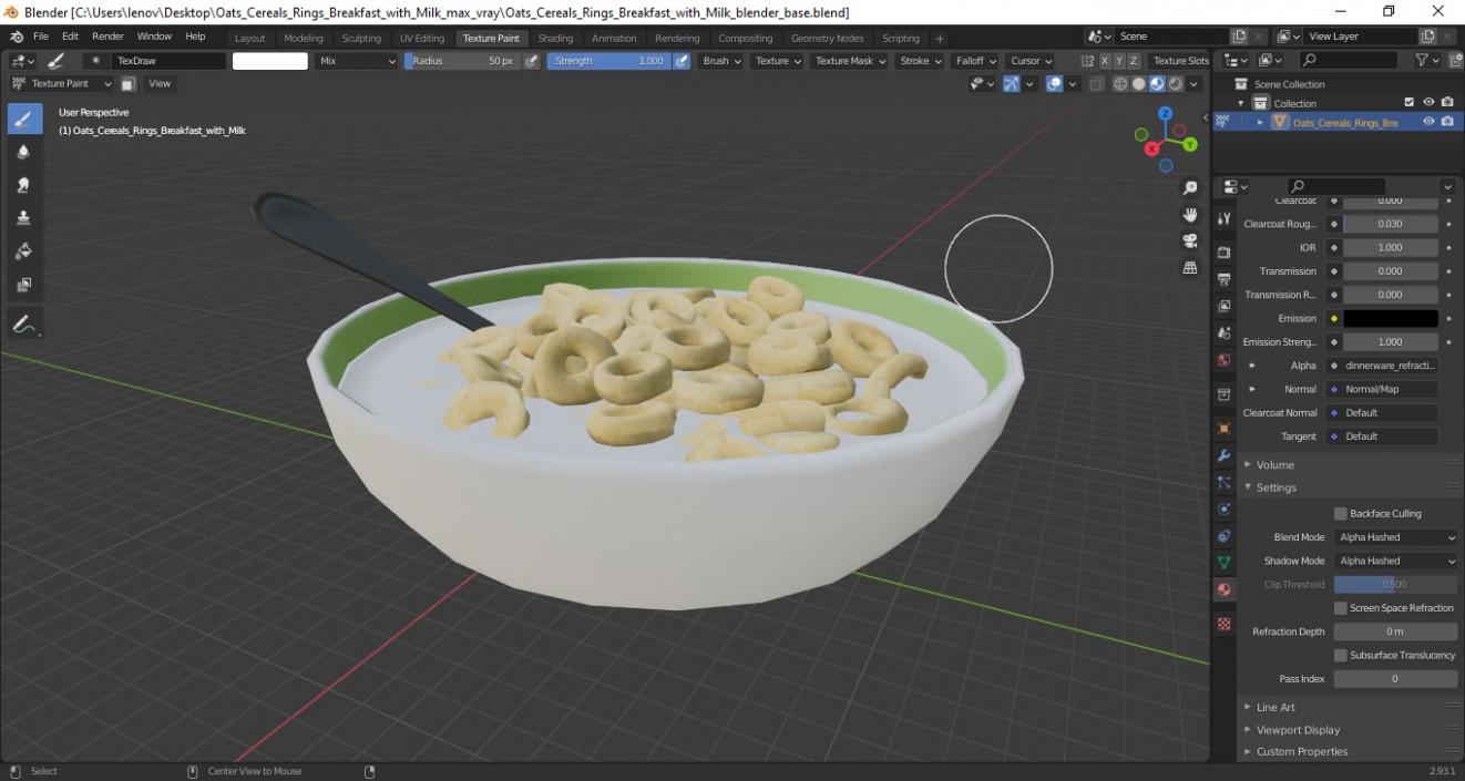 3D Oats Cereals Rings Breakfast with Milk model