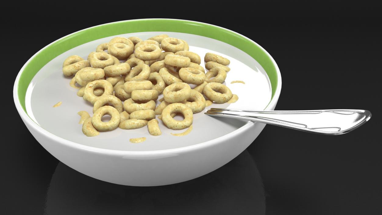 3D Oats Cereals Rings Breakfast with Milk model