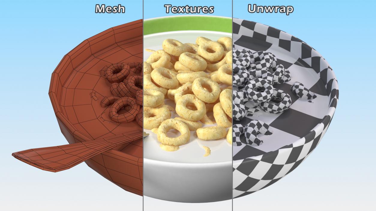 3D Oats Cereals Rings Breakfast with Milk model