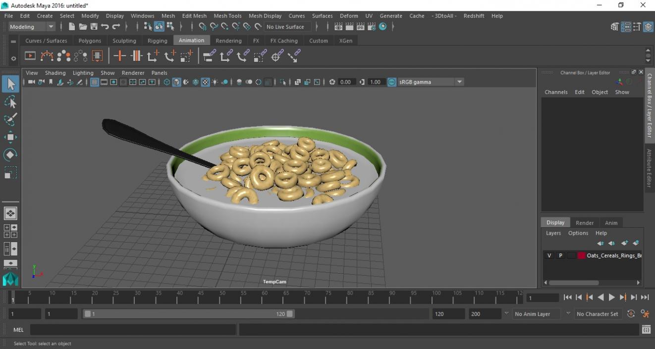 3D Oats Cereals Rings Breakfast with Milk model