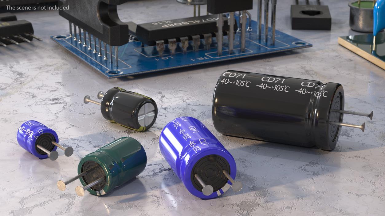 3D model Capacitors Soldered Collection