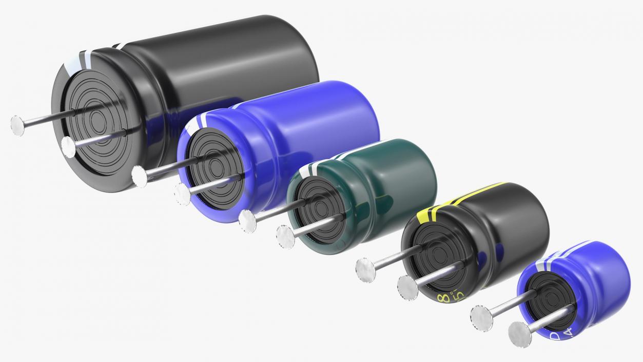 3D model Capacitors Soldered Collection