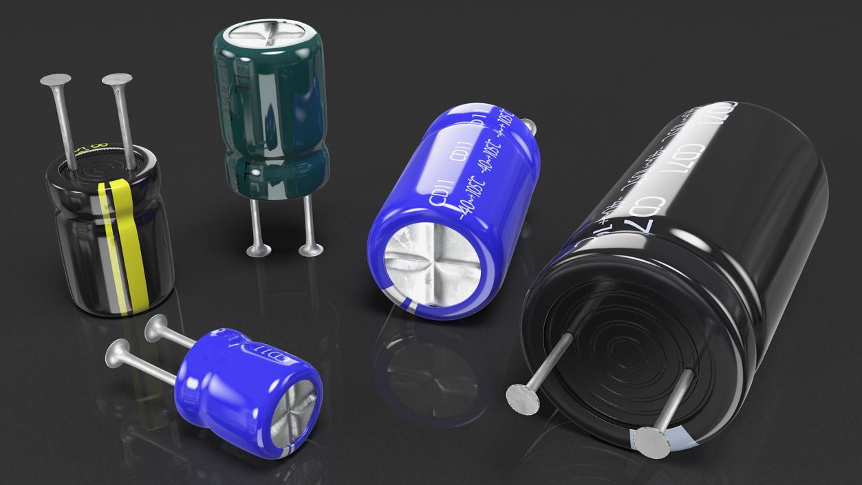 3D model Capacitors Soldered Collection