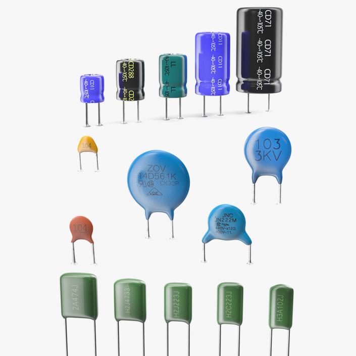 3D model Capacitors Soldered Collection