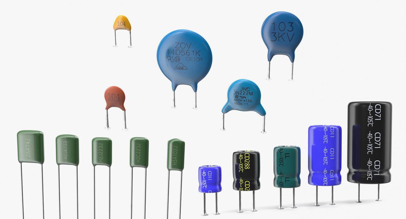 3D model Capacitors Soldered Collection