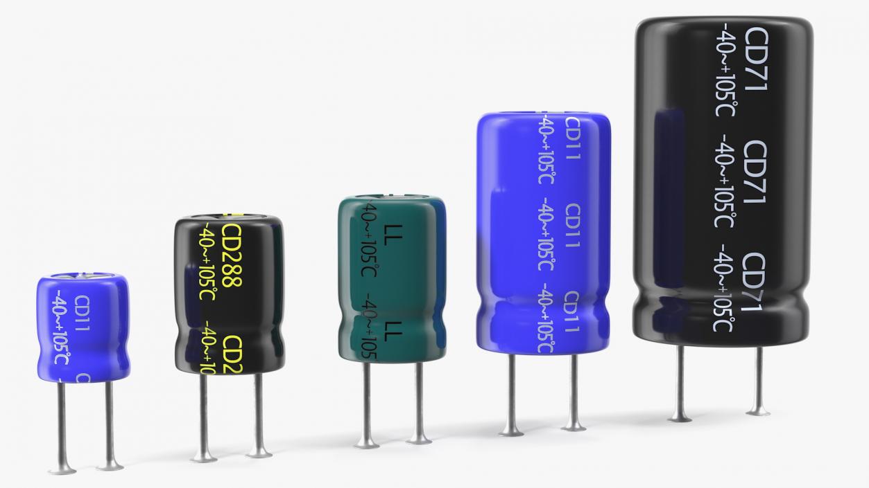 3D model Capacitors Soldered Collection