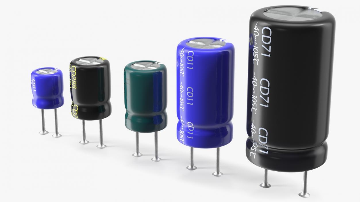 3D model Capacitors Soldered Collection