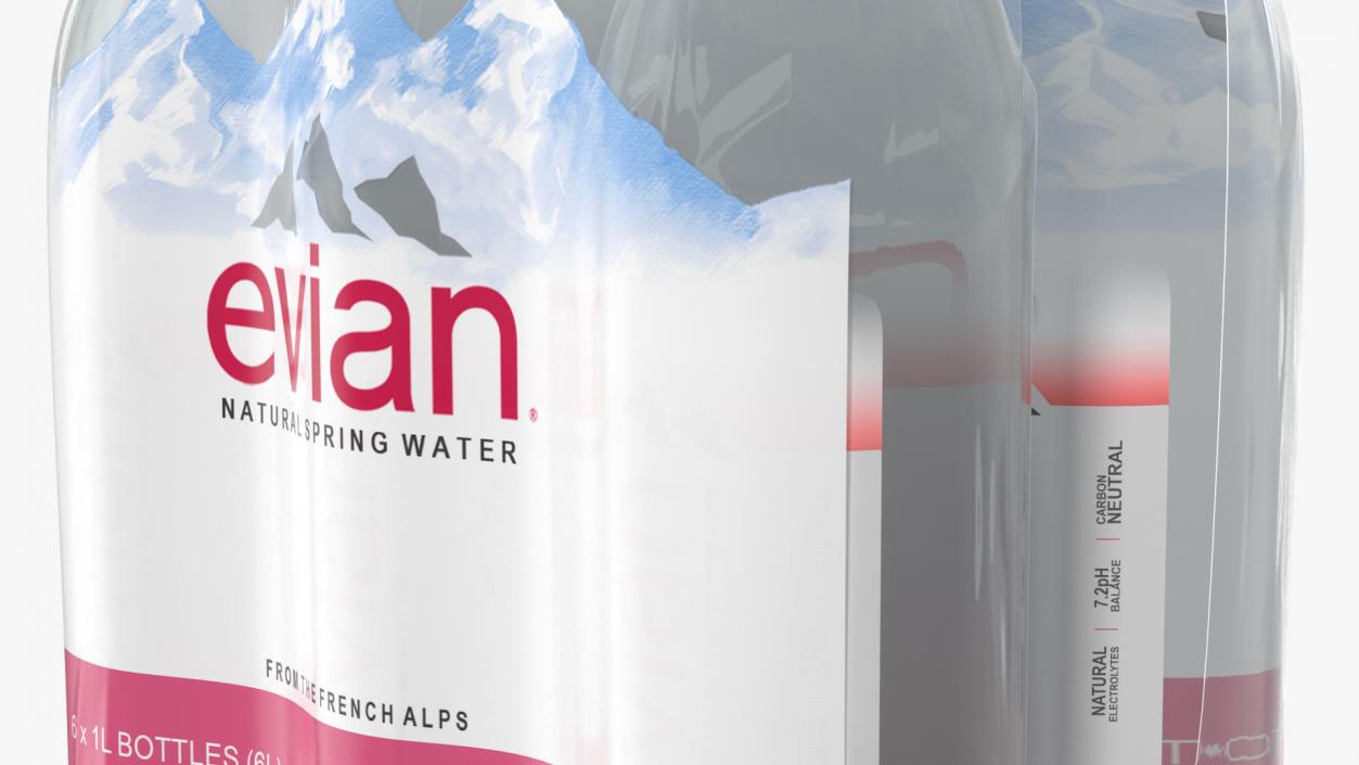 Evian Mineral Water 1L Bottle Pack 3D model