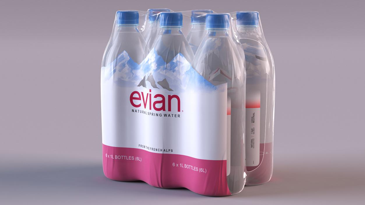 Evian Mineral Water 1L Bottle Pack 3D model