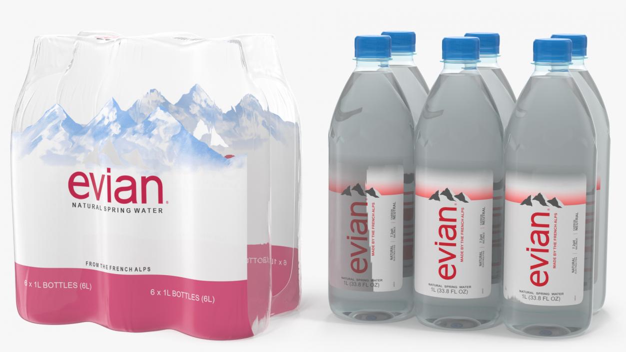 Evian Mineral Water 1L Bottle Pack 3D model