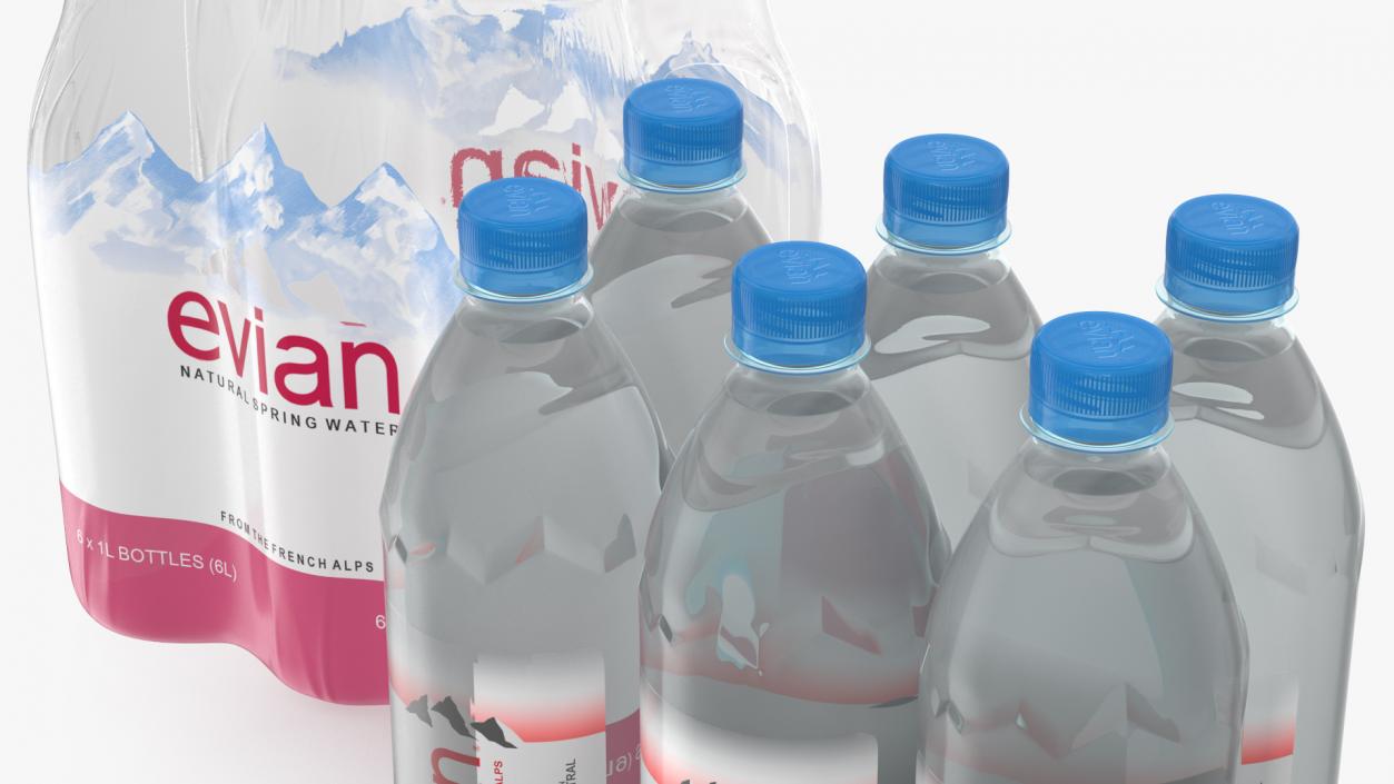 Evian Mineral Water 1L Bottle Pack 3D model