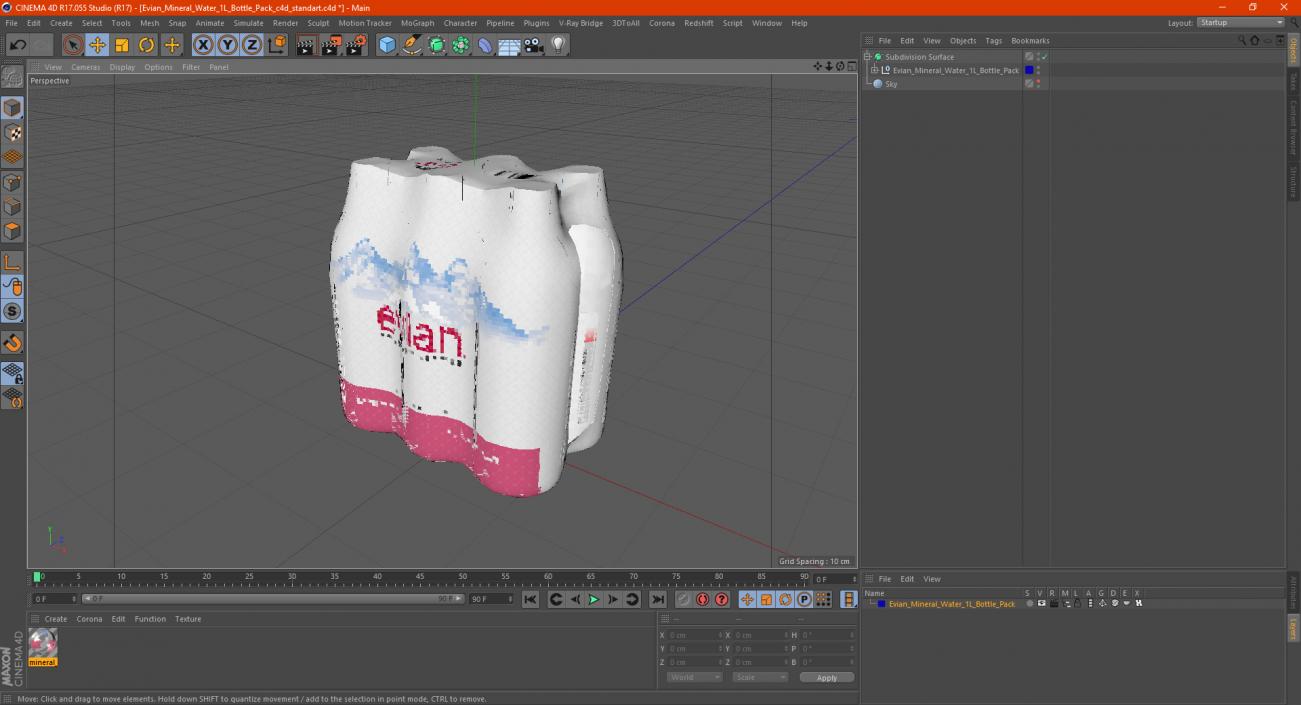 Evian Mineral Water 1L Bottle Pack 3D model