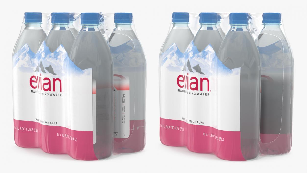 Evian Mineral Water 1L Bottle Pack 3D model