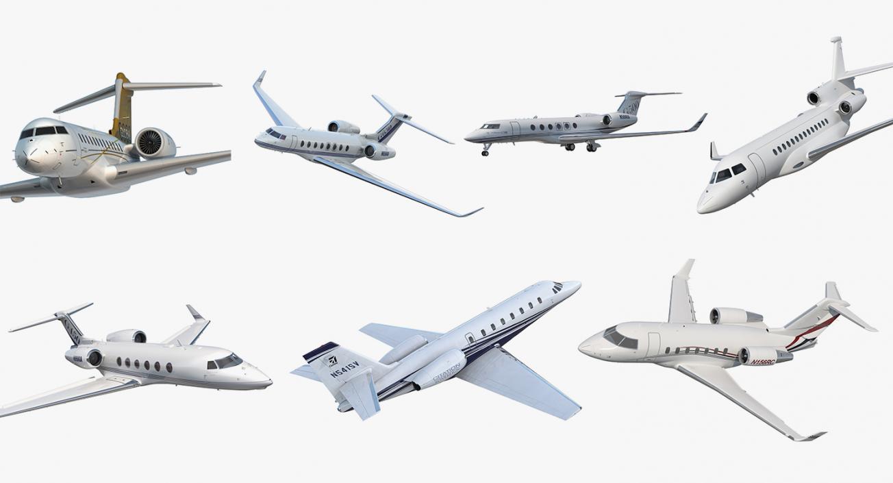 3D Rigged Business Jets Collection 2 model