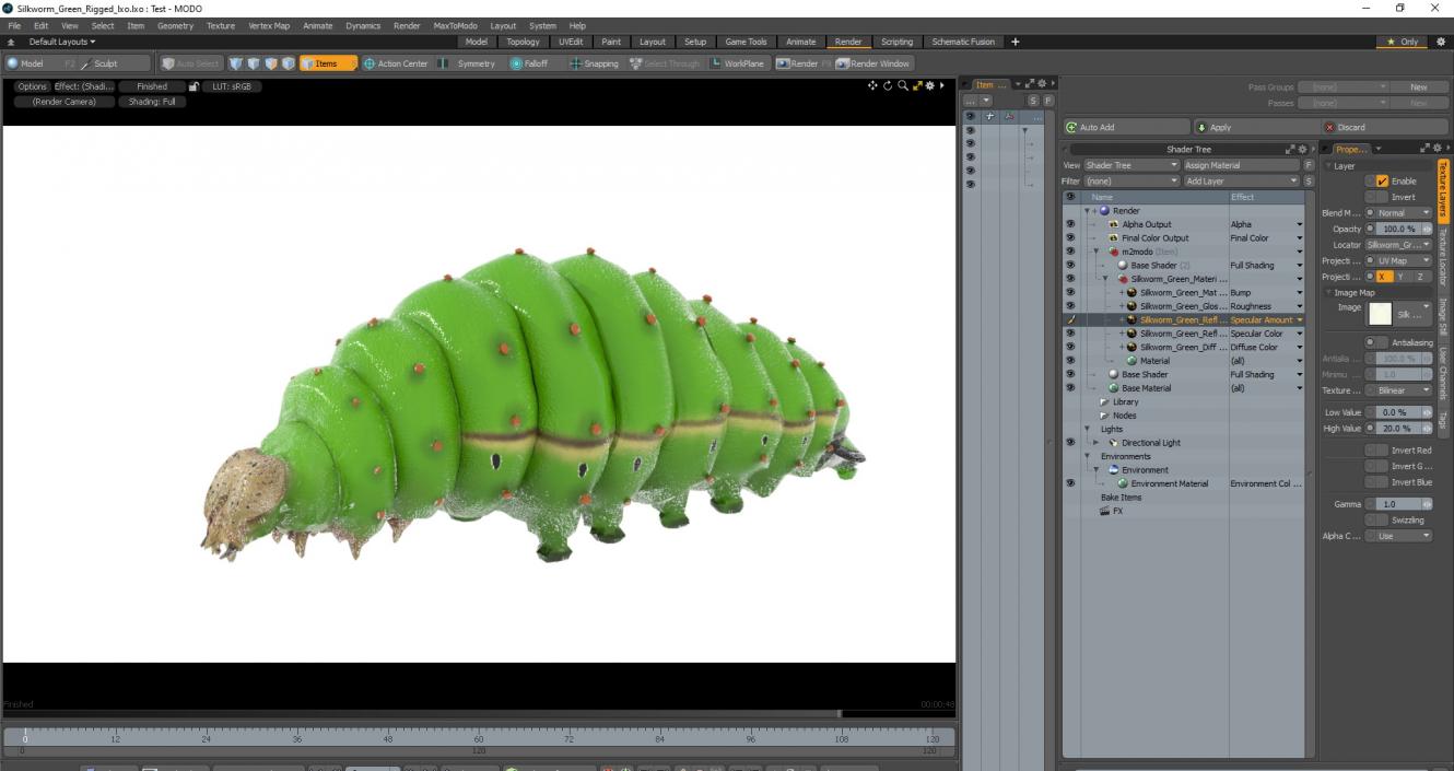 3D model Silkworm Green Rigged for Modo