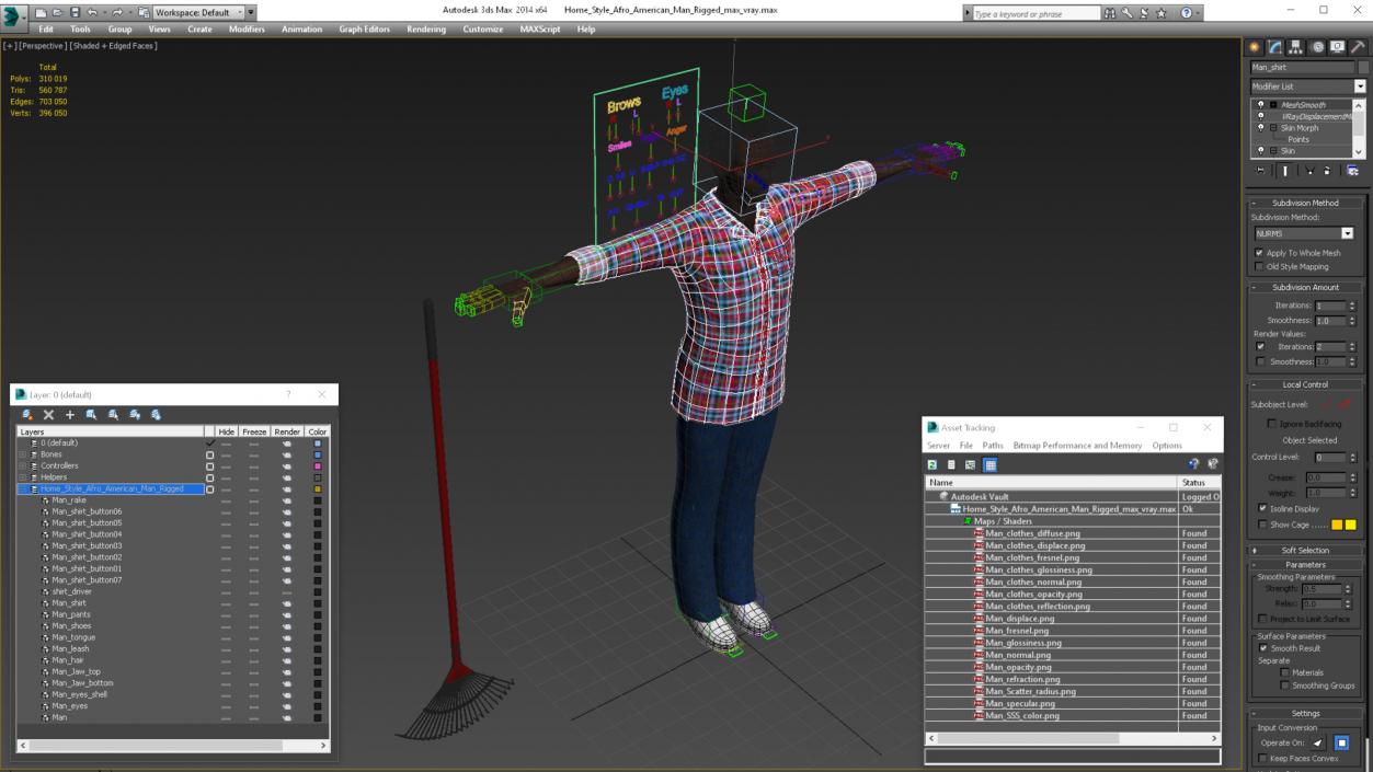 Home Style Afro American Man Rigged for Modo 3D model