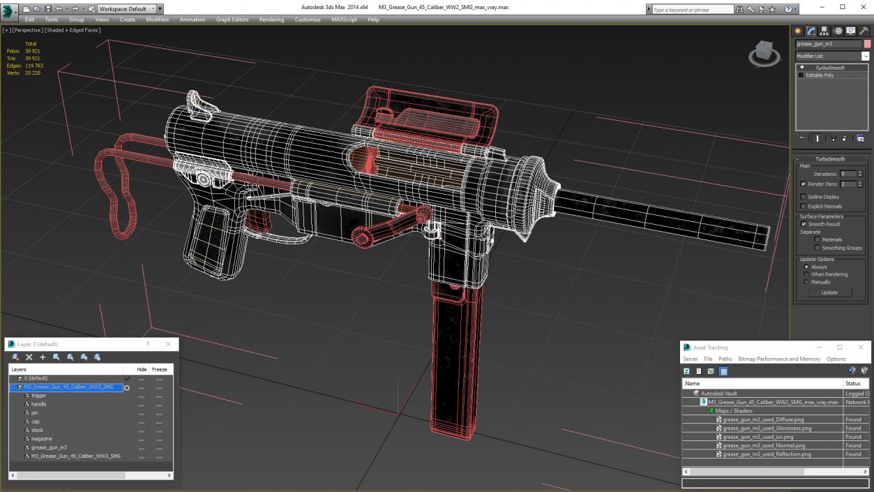 M3 Grease Gun 45 Caliber WW2 SMG 3D