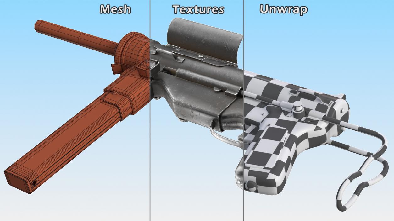 M3 Grease Gun 45 Caliber WW2 SMG 3D