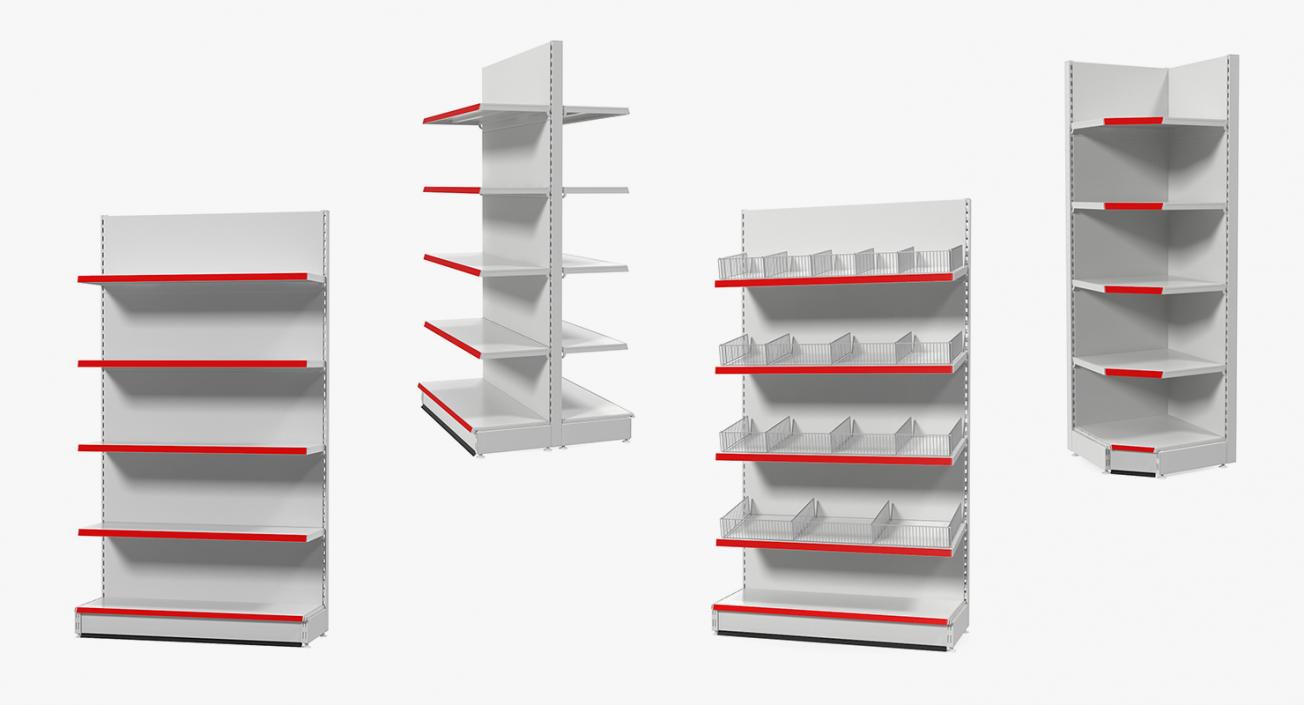 3D Supermarket Racks Collection model