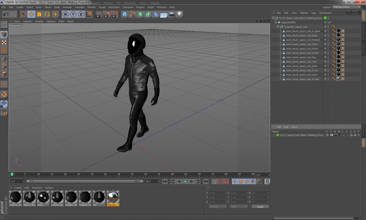 3D Sci-Fi Space Suit Black Walking Pose