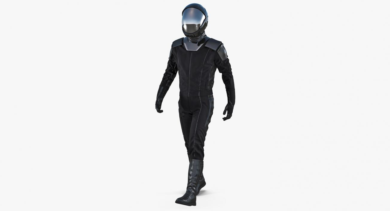 3D Sci-Fi Space Suit Black Walking Pose