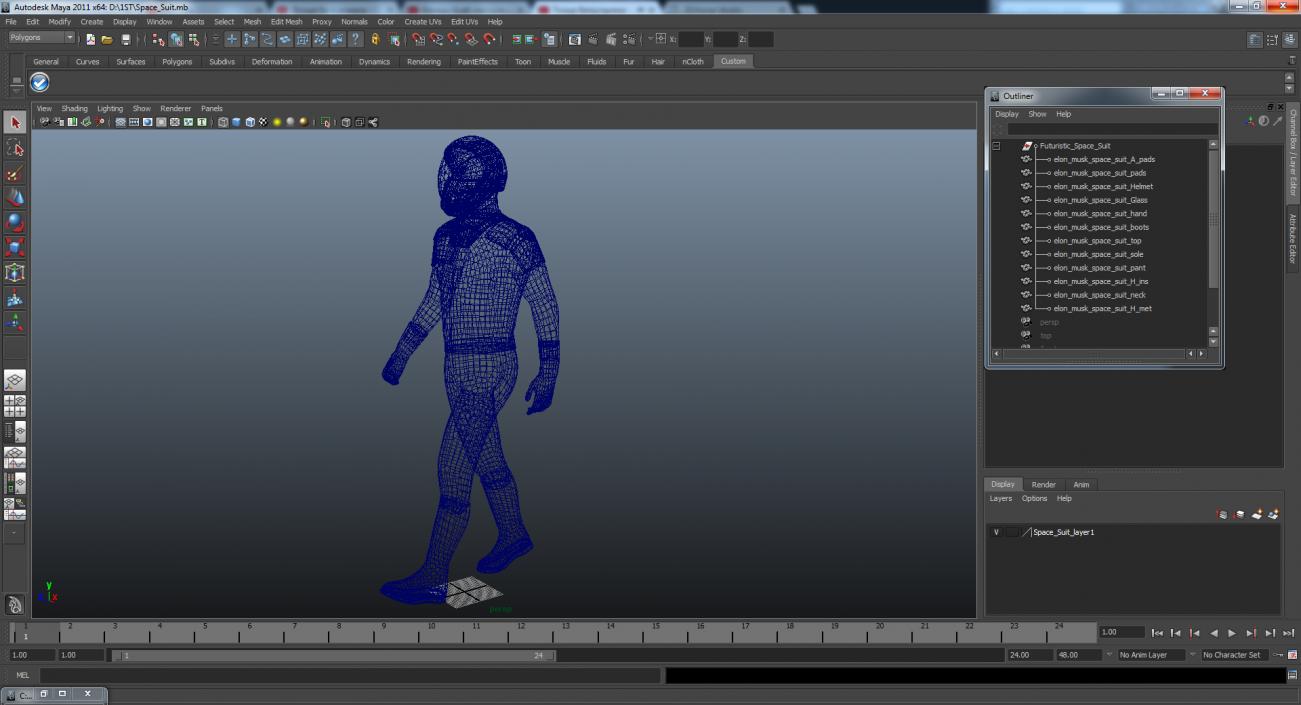 3D Sci-Fi Space Suit Black Walking Pose