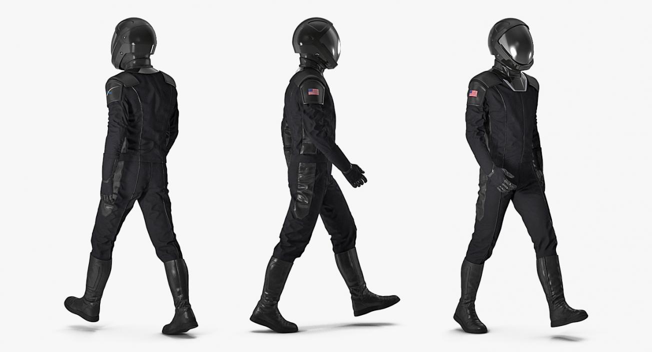 3D Sci-Fi Space Suit Black Walking Pose