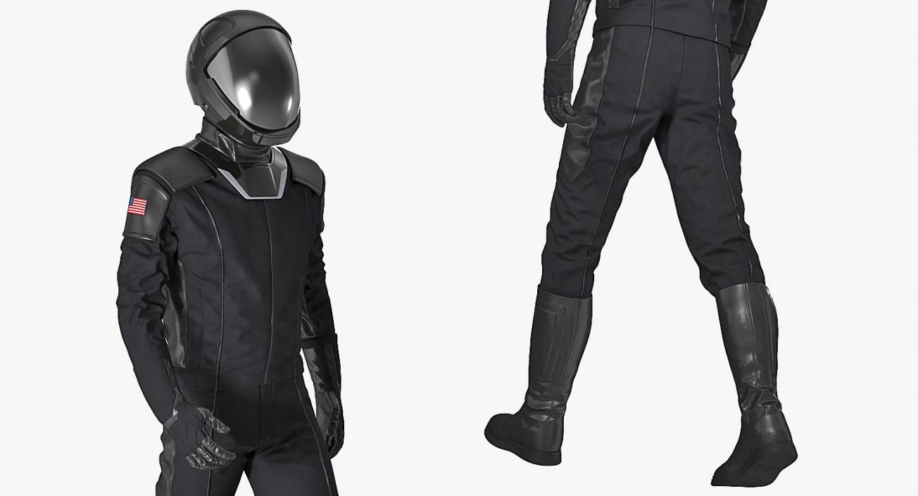 3D Sci-Fi Space Suit Black Walking Pose