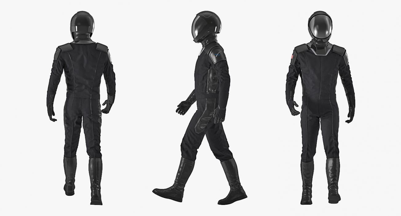 3D Sci-Fi Space Suit Black Walking Pose