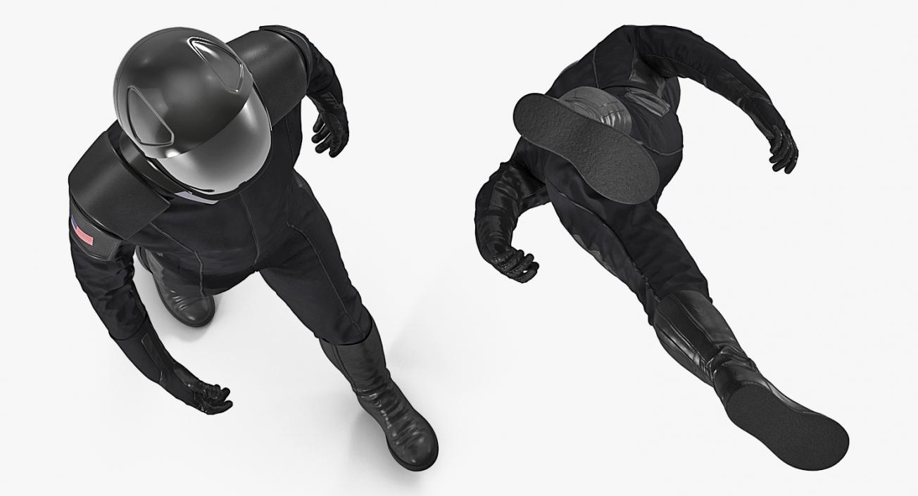 3D Sci-Fi Space Suit Black Walking Pose