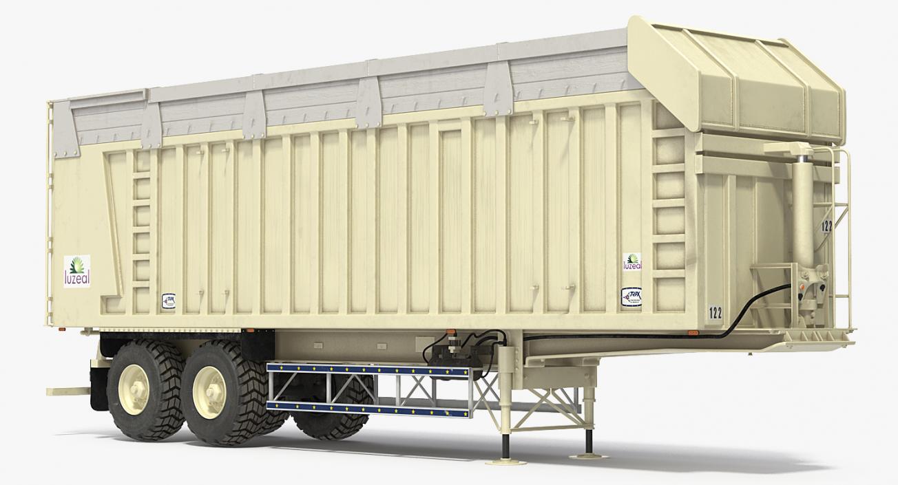 3D Combine Harvester Trailer Clean Rigged model