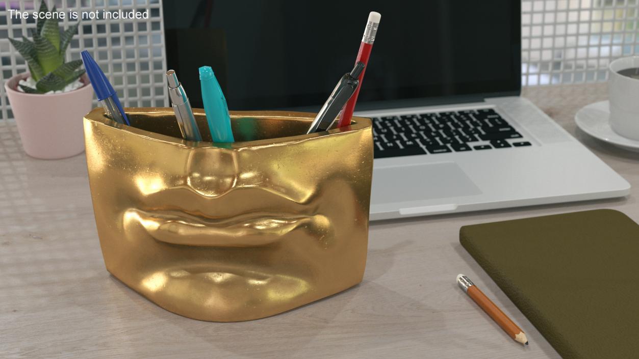 Michelangelo David lips decor Gold 3D model