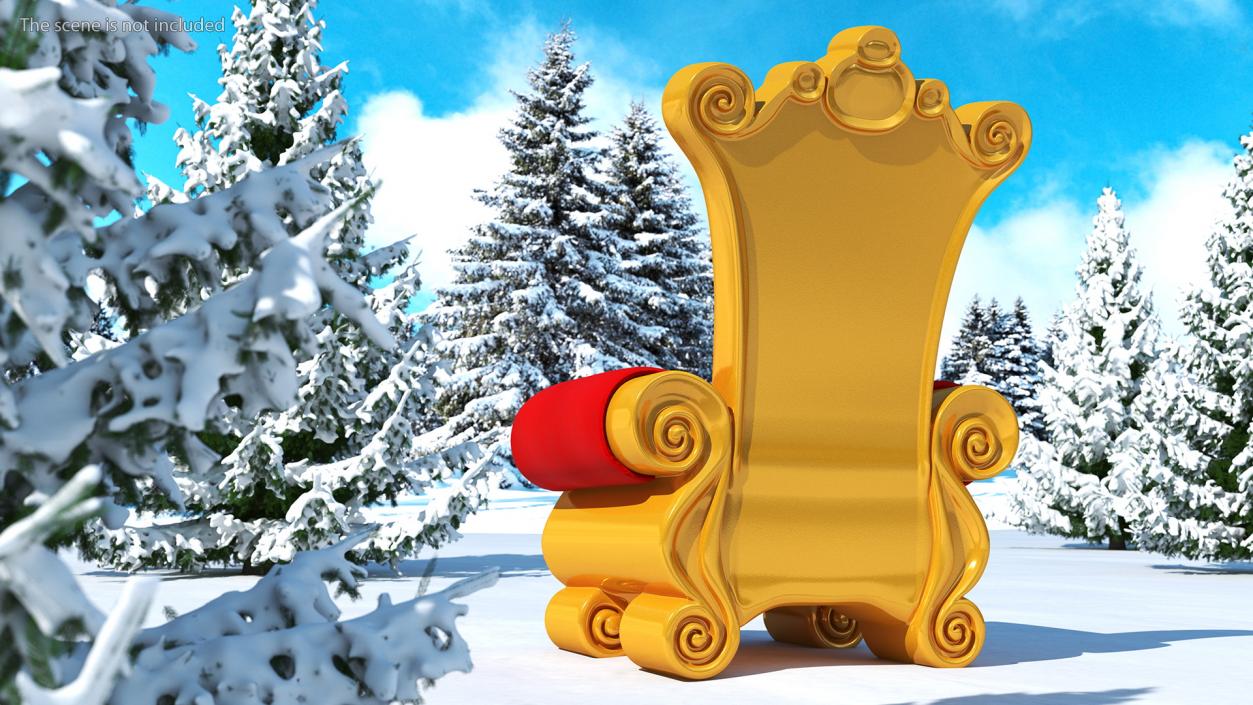 Santa Throne Chair in Red Velvet and Gold Frame 3D