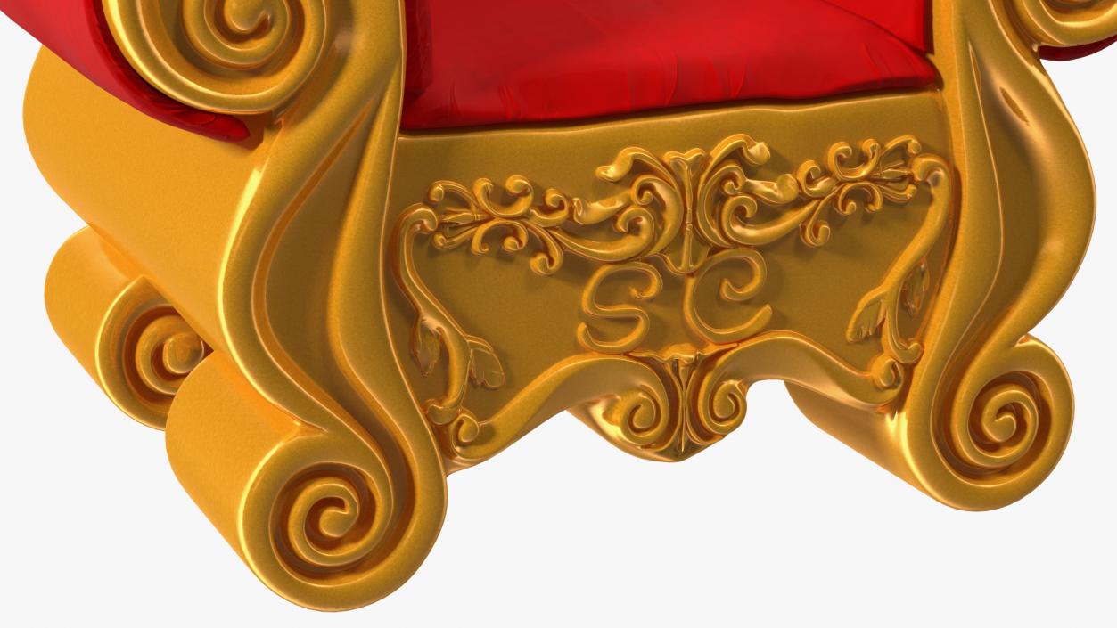 Santa Throne Chair in Red Velvet and Gold Frame 3D