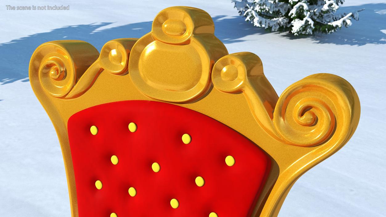 Santa Throne Chair in Red Velvet and Gold Frame 3D