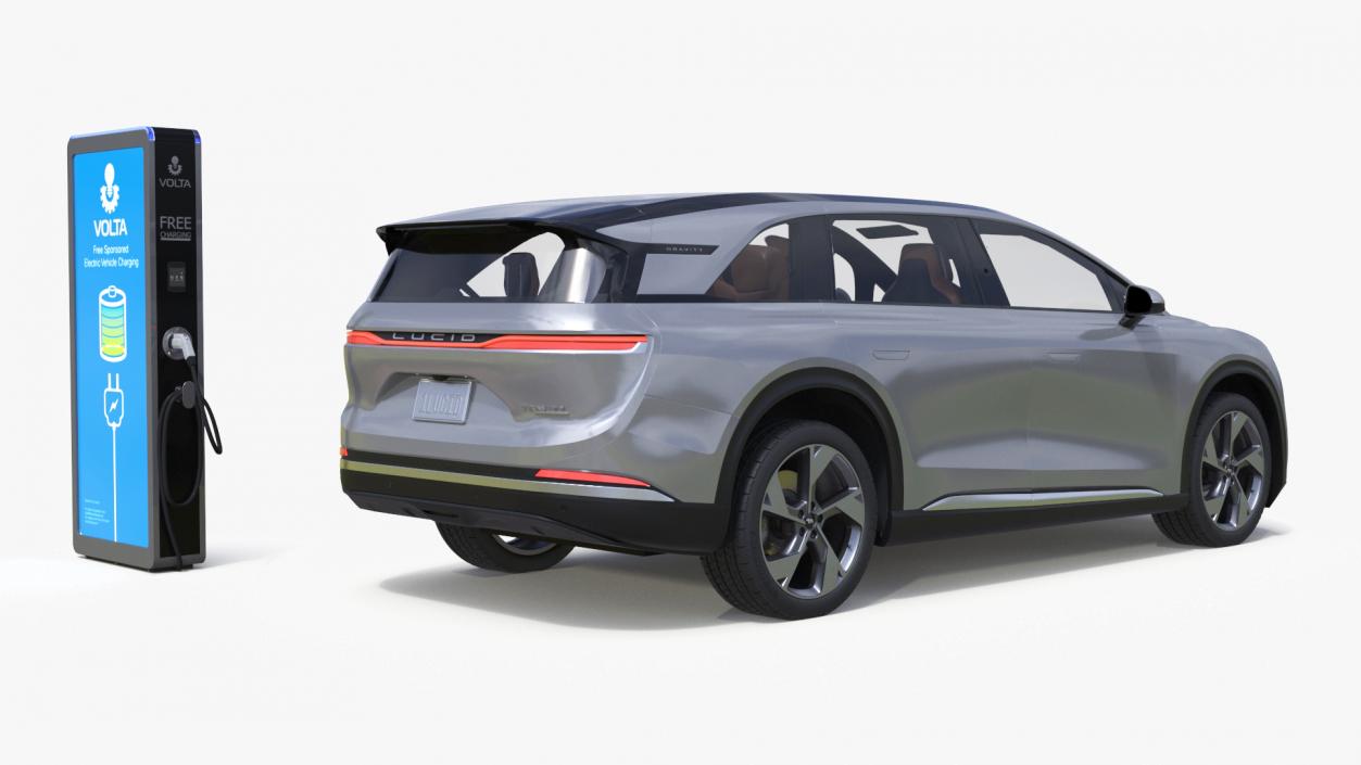 3D Lucid Gravity Electric SUV with Charging Station model