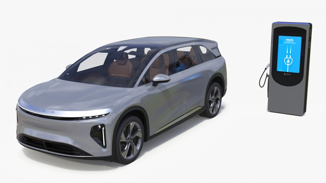 3D Lucid Gravity Electric SUV with Charging Station model