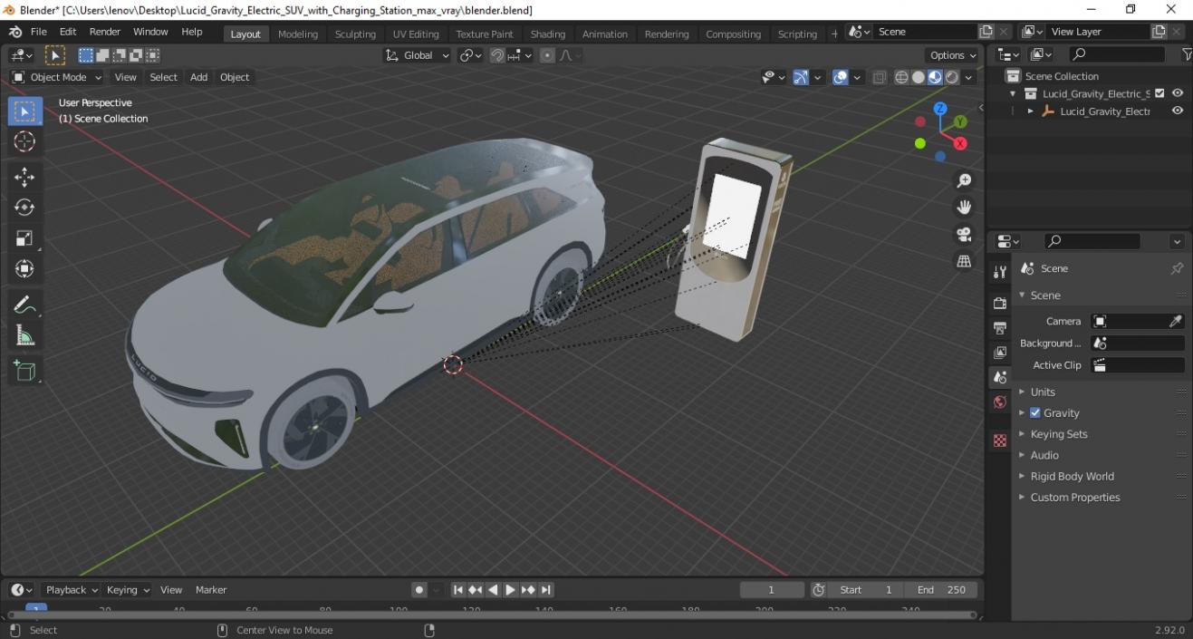 3D Lucid Gravity Electric SUV with Charging Station model