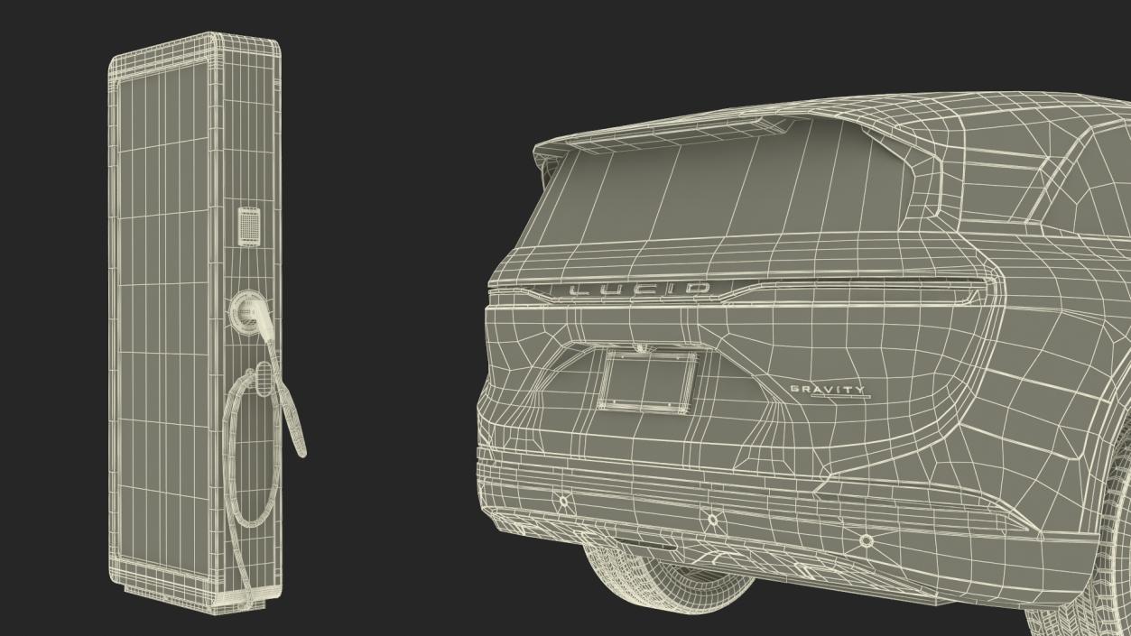 3D Lucid Gravity Electric SUV with Charging Station model