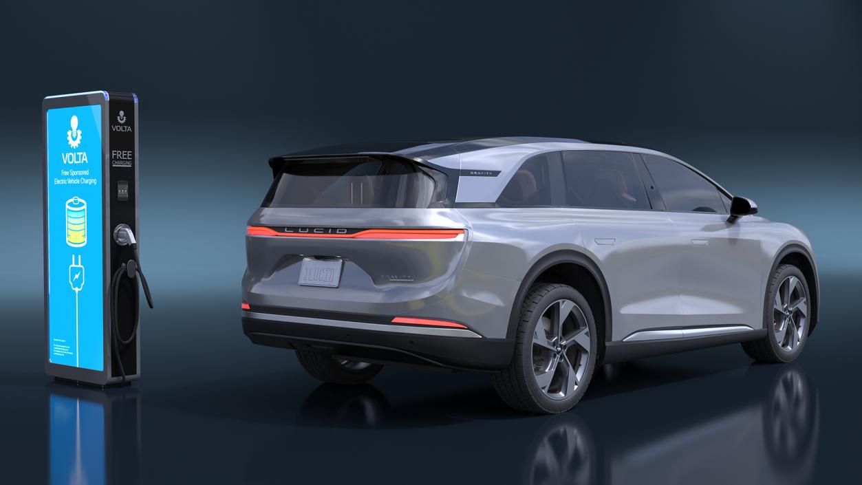 3D Lucid Gravity Electric SUV with Charging Station model